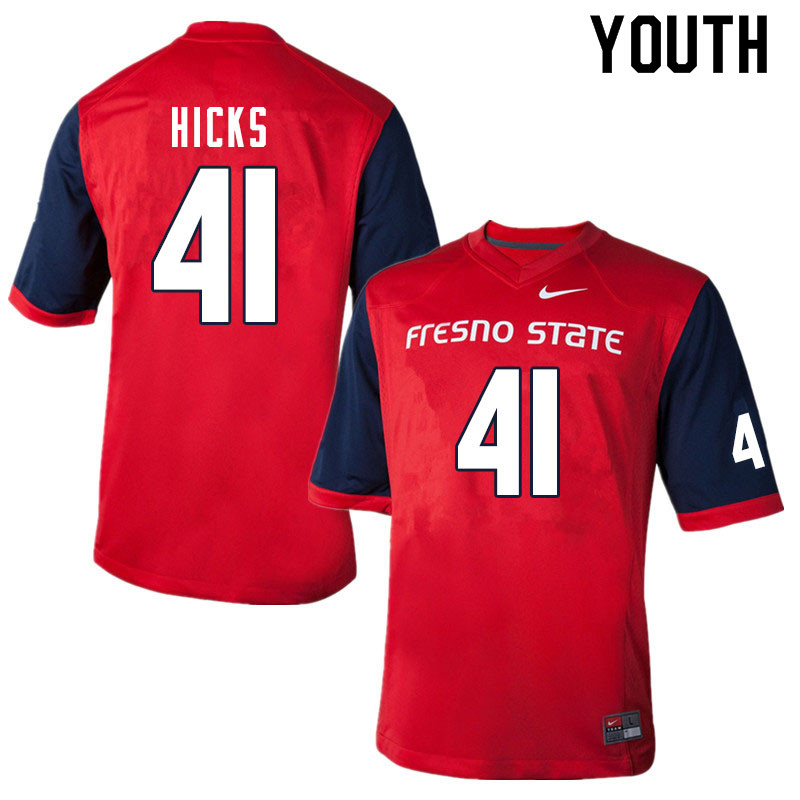 Youth #41 Dorrzel Hicks Fresno State Bulldogs College Football Jerseys Sale-Red